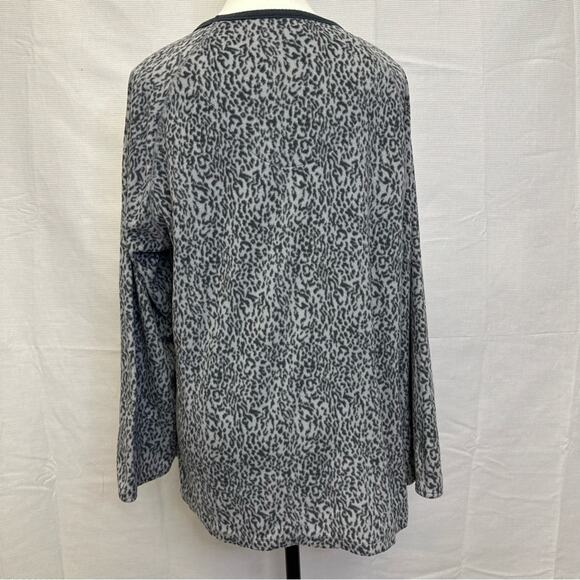 Oscar de la Renta Pink Label Leopard Print Fleece Pullover Top - Size L - Picture 8 of 9